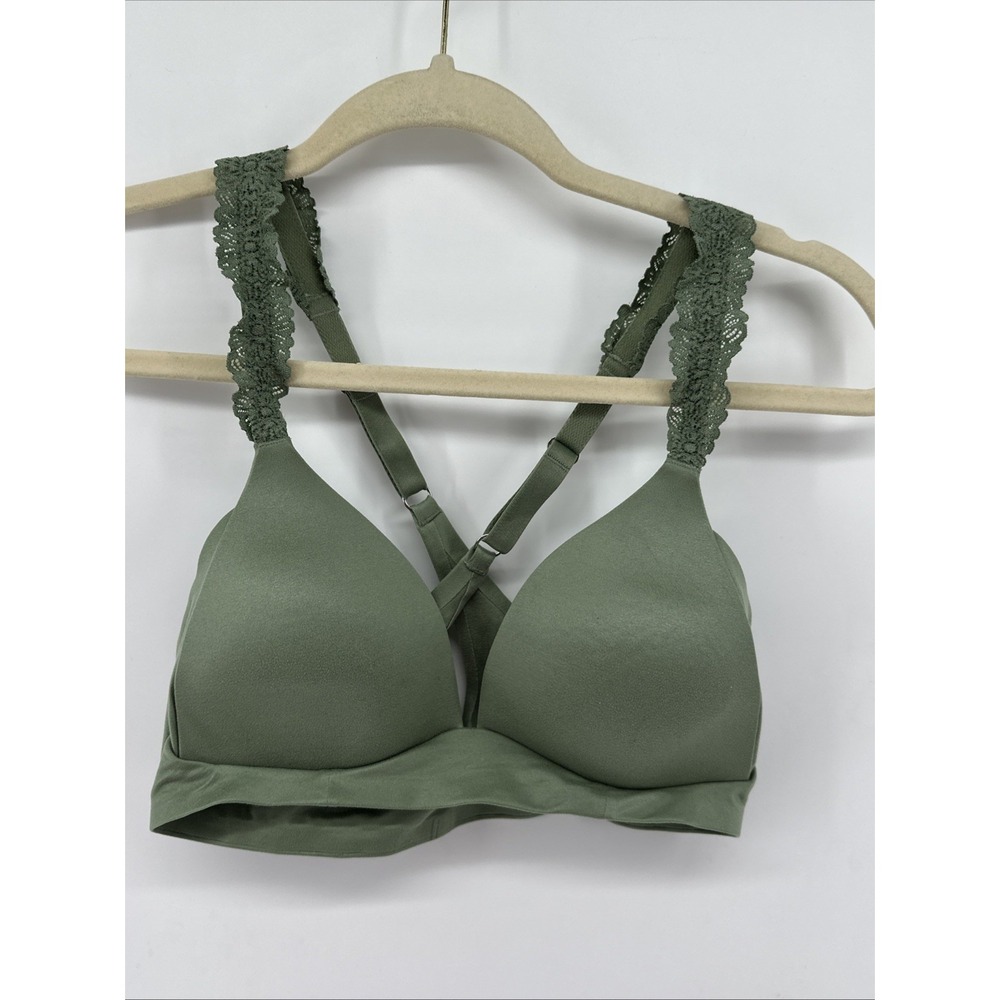Aerie real sunnie wireless pull on bra 32C Padded Sage Green